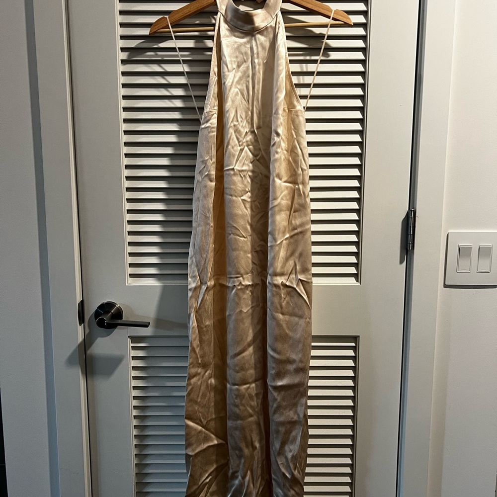 Zara Gold Satin Maxi Dress